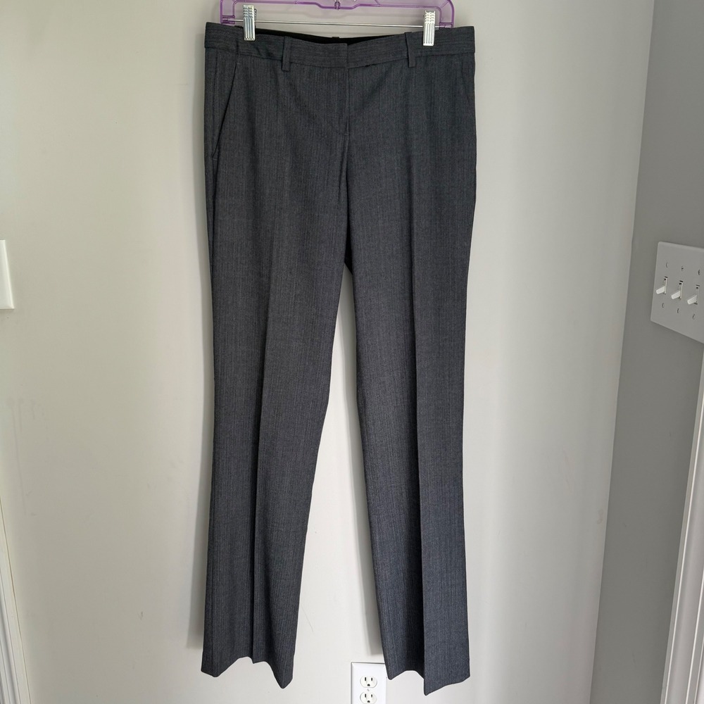 Theory Emery Trouser Pants Gray Wool Blend Stretch Minimalist Career Classic 8